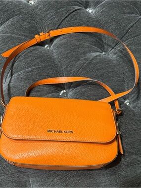 Michael Kors Orange Pebbled Leather Crossbody Bag